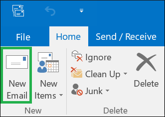 Go to Home and click New Email