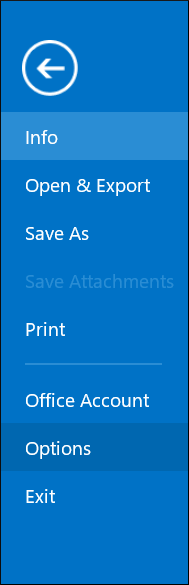 Click File in Outlook application menu bar