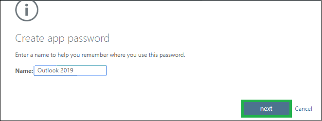 Input the name of the application where you want to access your Microsoft 365 account