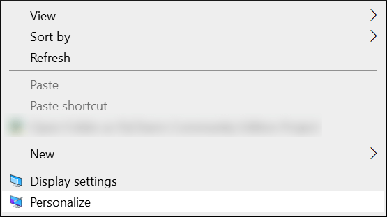 Right-click on the screen and choose Personalize