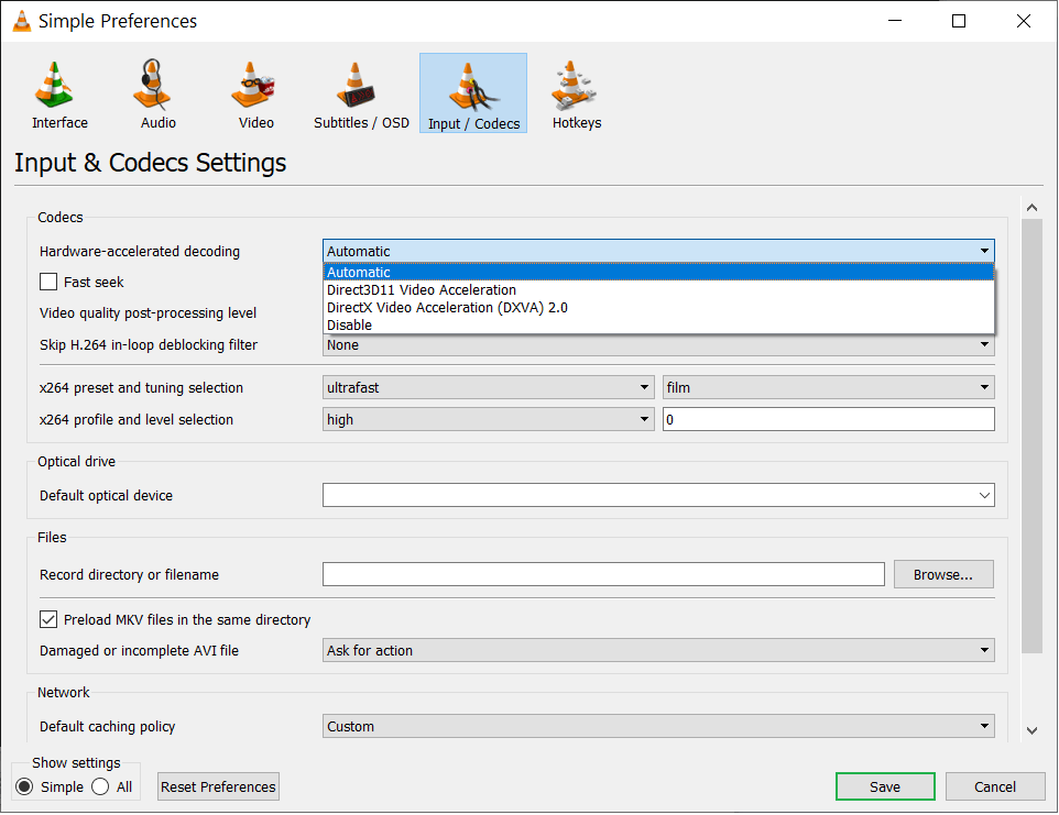 Choose the suitable codec to run the video and click Save
