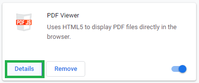 Search for the PDF Viewer extension and click Details option beneath it