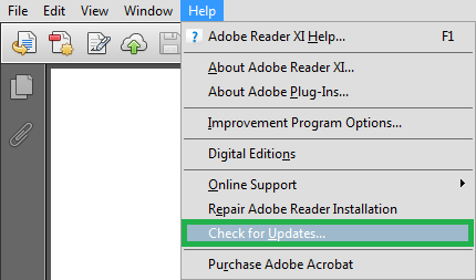 Select the option Check for updates from the drop-down list