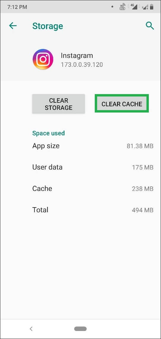 Clear cache of the application