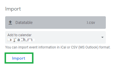Select the exported Calendar file