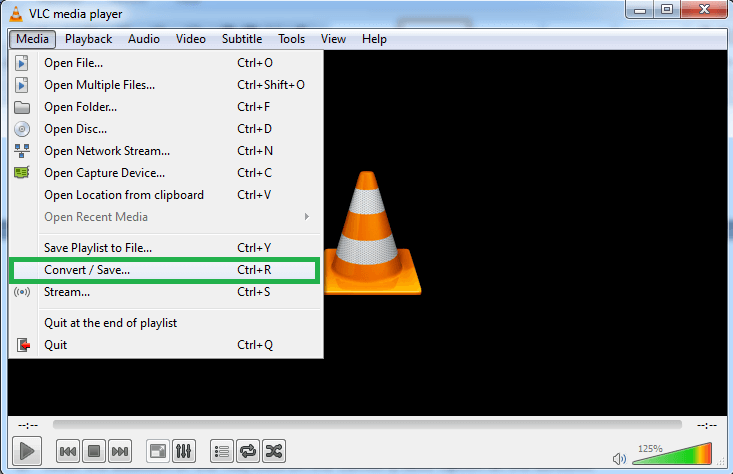 Click on the Media tab on the top and select the Convert/Save option