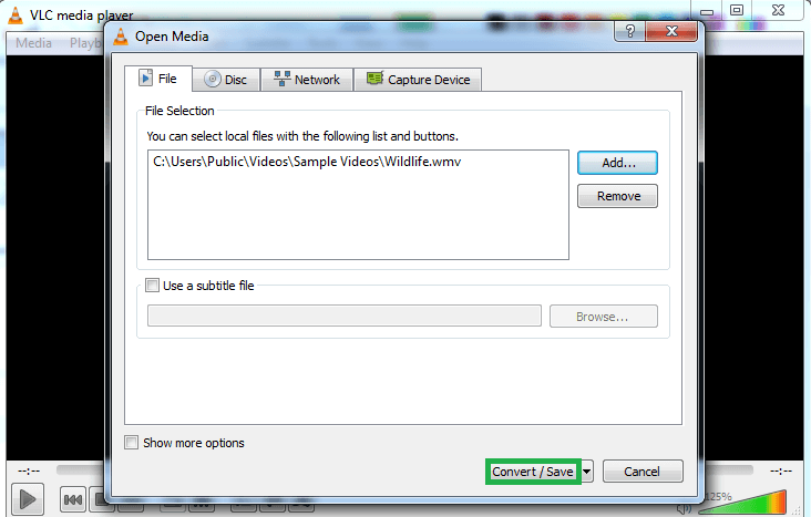 Click on the Convert/Save option at the bottom