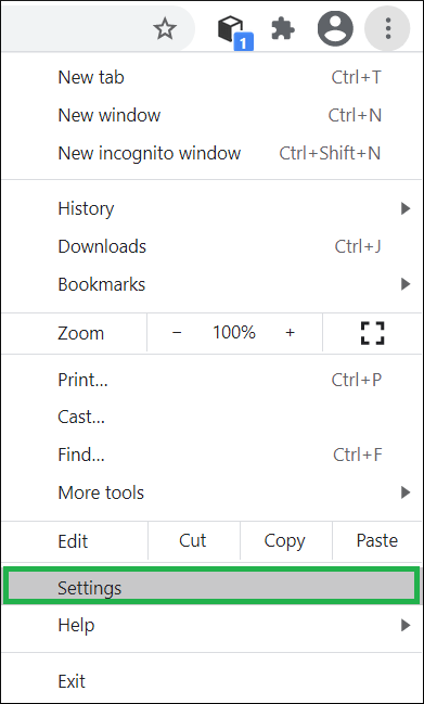 Go to options, and click Settings