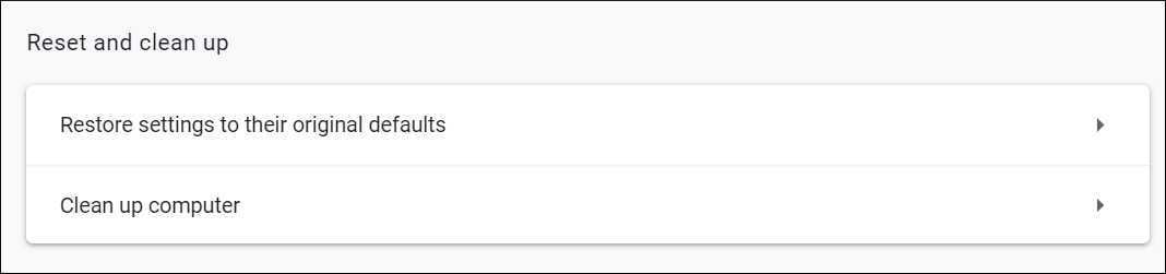 Click Reset settings to their original defaults