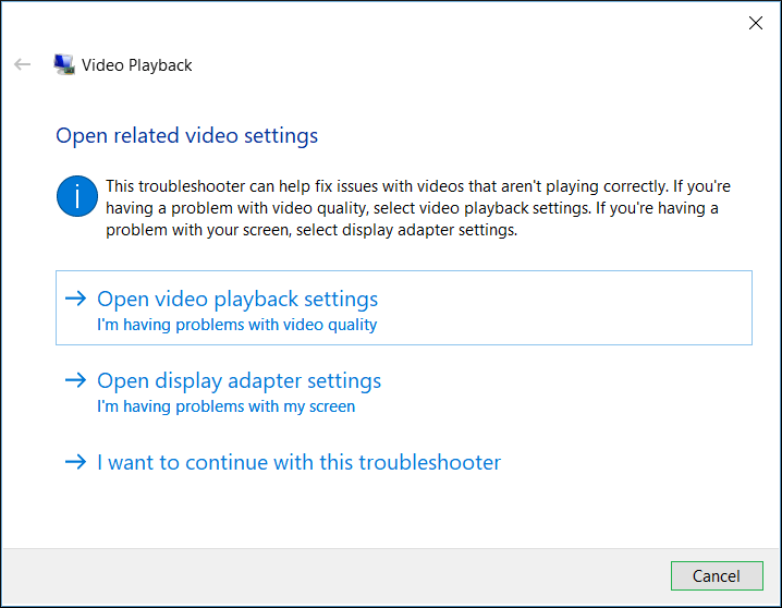 Choose display adapter settings