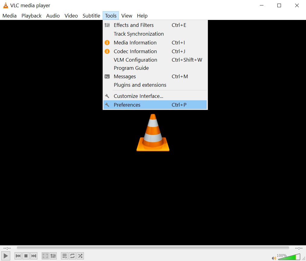 Open VLC Player and go to Tools