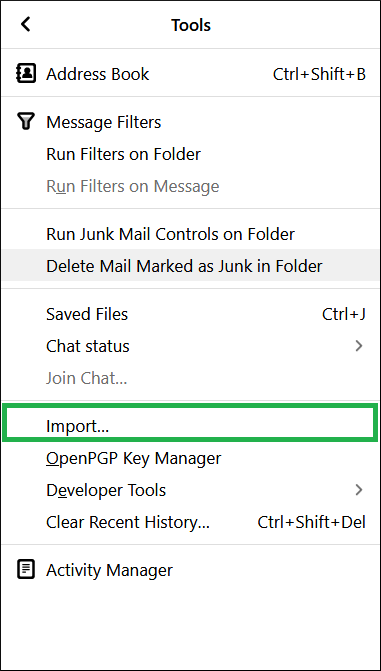 Click the Import option