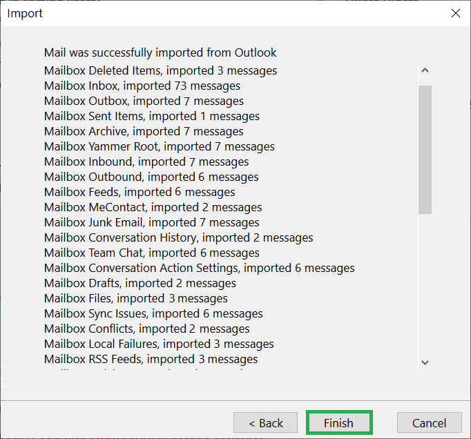 All the emails are imported successfully
