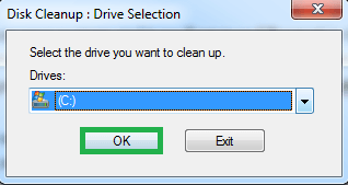 Select the disk drive from the drop-down list