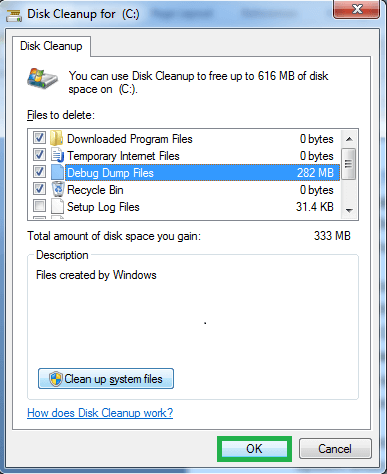 Select the checkboxes against the unimportant files
