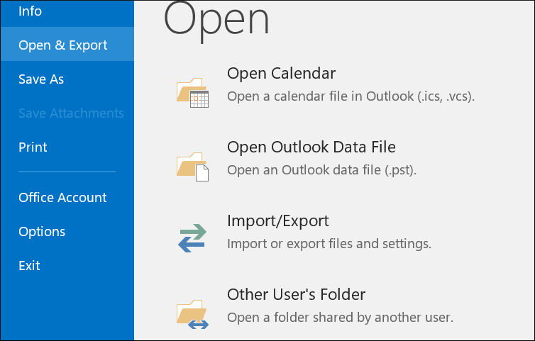 Choose Import/Export wizard option