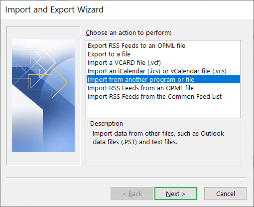 Import/export wizard to import the CSV file