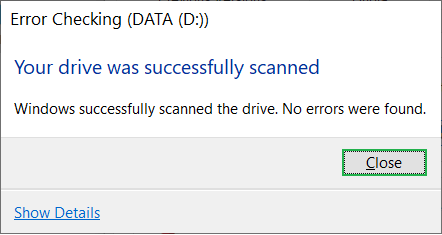 After scanning the drive, it will show the outcome