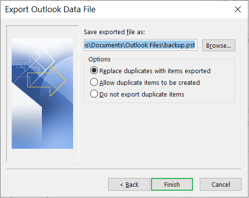 Choose the Options to manage duplicate items