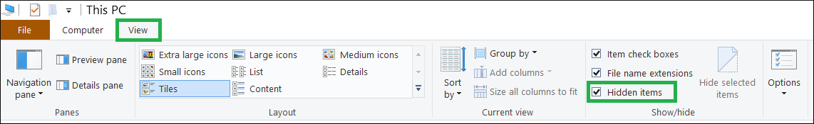View option and check ‘Hidden Items