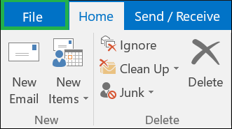 Open Outlook and click File