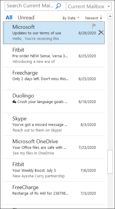 Choose the email that you want to access