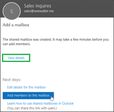 Click ‘Add members to this mailbox.’