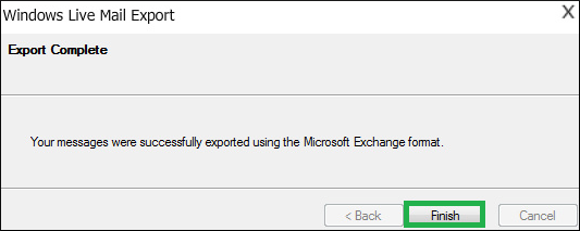 Your messages were successfully exported using the Microsoft Exchange format