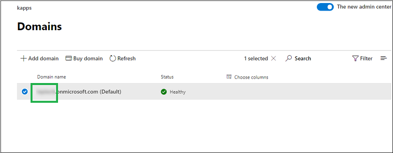 Find the tenant name in the highlighted domain name