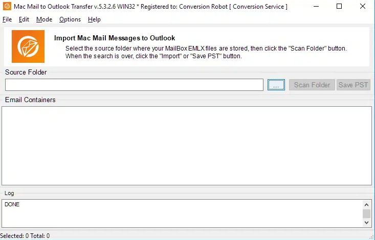 search and navigate the folder containing MBOX and EMLX files