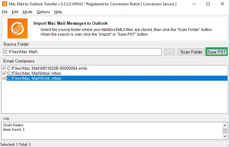 ‘Import’ button will be replaced with the ‘Save PST’ button