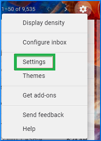 Select Settings from the drop-down