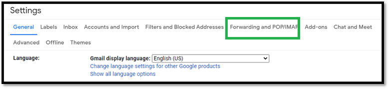 Select Forwarding and IMAP/POP from the menu