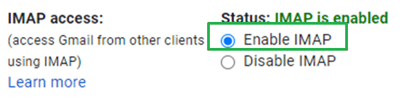 Select Enable IMAP