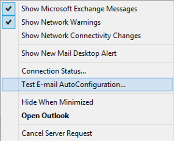 Select Test E-mail AutoConfiguration.