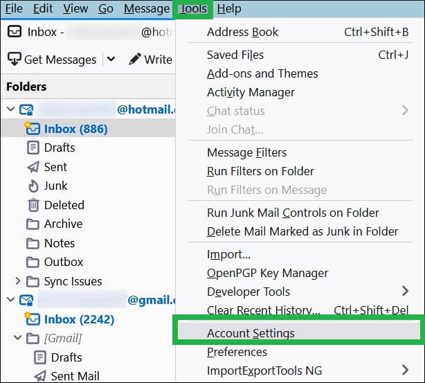 Open application and click Tools
