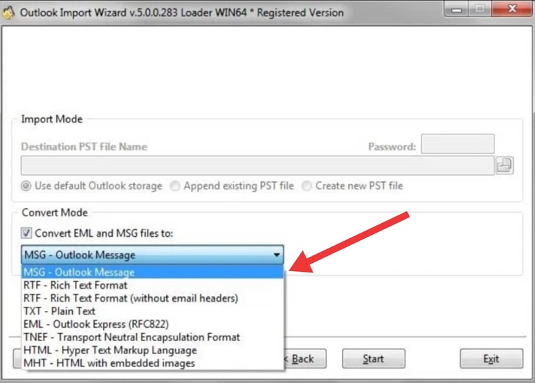 Click on Convert EML and MSG files to option to enable it