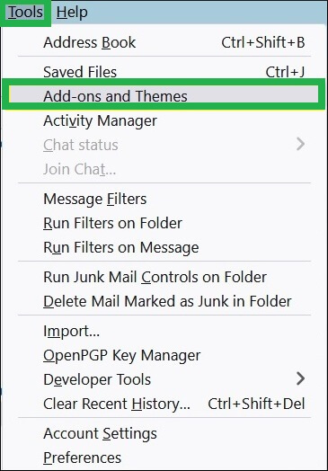 Start Mozilla Thunderbird application and click Tools