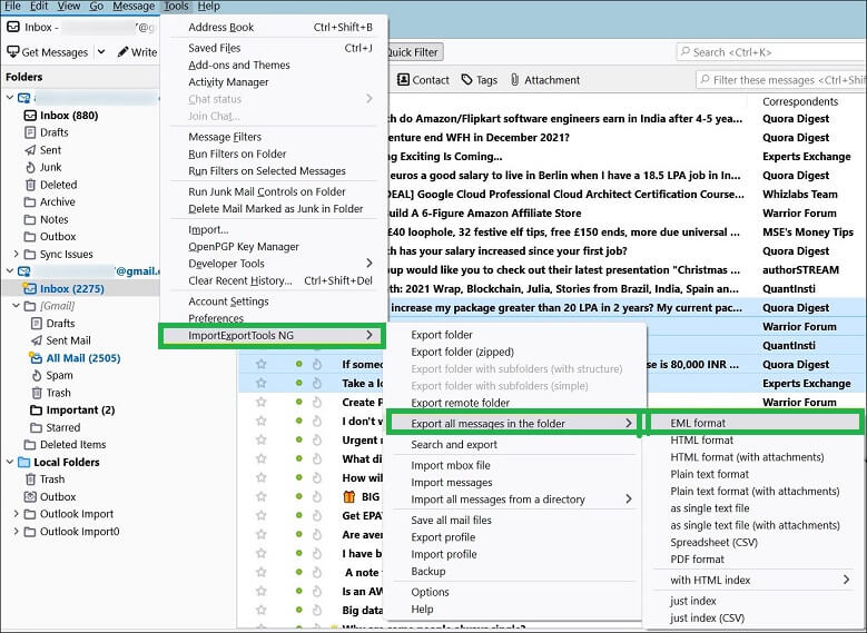 Export all messages in the folder