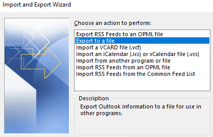 Select Export to a file