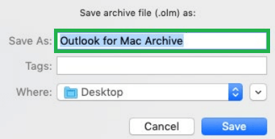 Name the archive file and browse a folder where you want to save