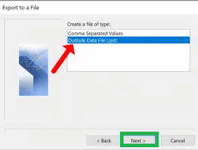 Select Outlook Data file (PST)