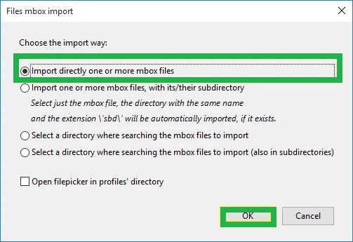 Choose the useful features and import the MBOX files