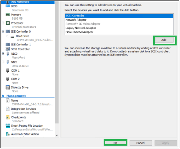 Select from the two types of controllers namely IDE and SCSI