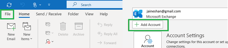 Select File and go to Add account