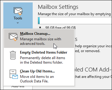 Check the size of the mailbox folders in Outlook for Mac