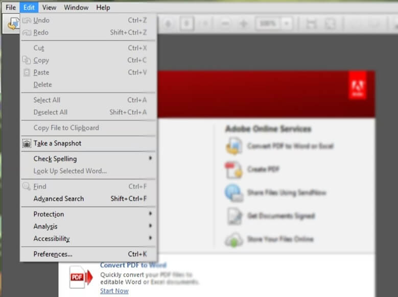 Go to the top menu and click on Edit