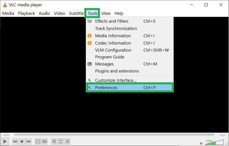 Open VLC Player from the Application’s menu
