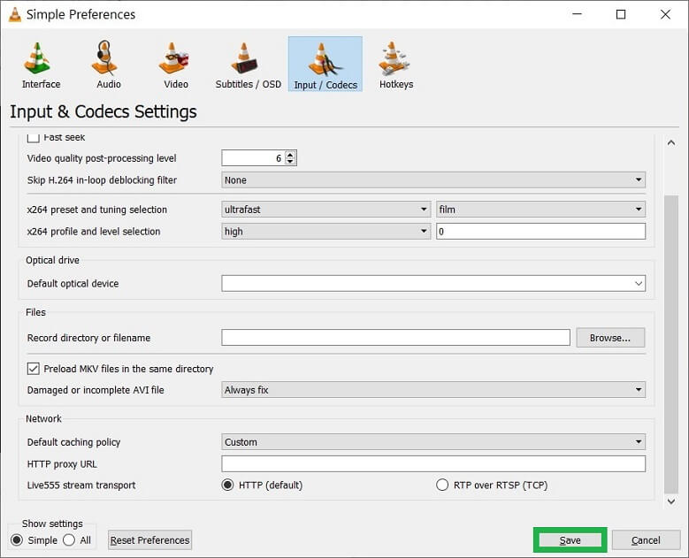 Click Save after choosing the option