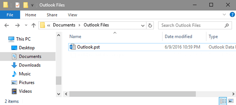 Default location where Outlook OST file is available